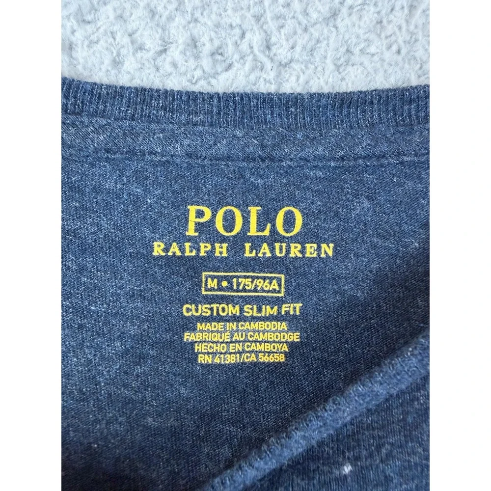 Polo Ralph Lauren Shirt Mens Medium Blue Long Sleeve Crewneck Custom Slim Fit